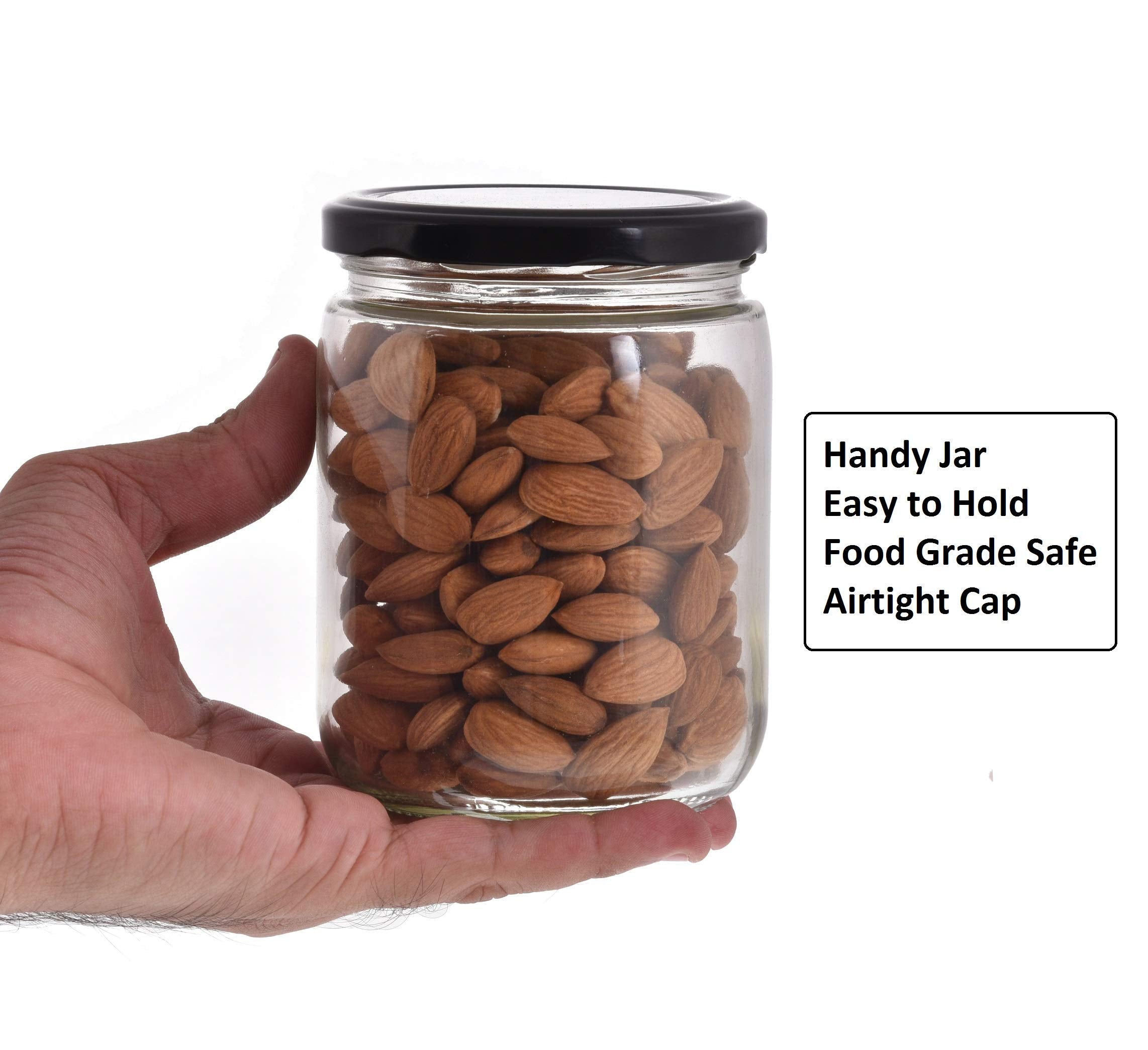 Machak Kitchen Storage Glass Jar For Kitchen With Air Tight Black Cap, 500Ml, Clear (8)